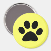 Aimant Empreinte de patte noir sur Jaune (Recto/Verso)