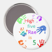 Aimant Empreintes à main de peinture Anniversaire avec no (Recto/Verso)