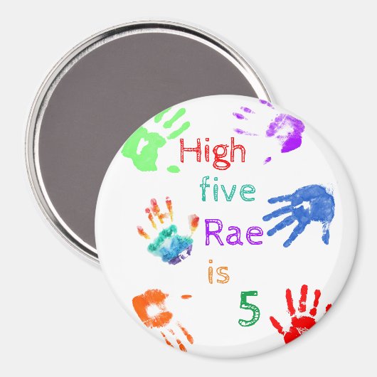 Aimant Empreintes à main de peinture Anniversaire avec no (Recto/Verso)