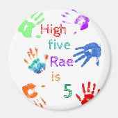 Aimant Empreintes à main de peinture Anniversaire avec no (Devant)