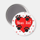 Aimant Empreintes de pattes De Chien Mignons Et Coeur Rou (Recto/Verso)