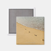 Aimant Empreintes de pieds dans le sable avec vague (Recto/Verso)