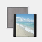 Aimant Empreintes sur la plage de sable blanc, Pittoresqu (Recto/Verso)