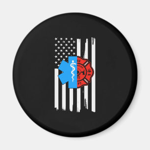 Aimant Emt Firefighter Drapeau Américain Trouvé.Png