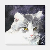 Aimant en argent et en chaton blanc (Devant)