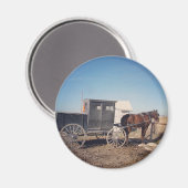 Aimant En attente Cheval Amish et Buggy (Recto/Verso)