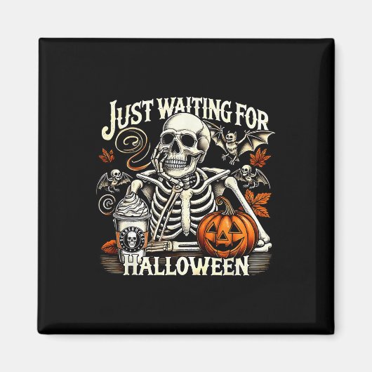 Aimant En attente d'Halloween Funny Skeleton Citrouille (Devant)