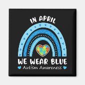 Aimant En Avril Nous Portons Blue Rainbow Sensibilisation (Devant)