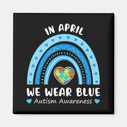 Aimant En Avril Nous Portons Blue Rainbow Sensibilisation (Devant)