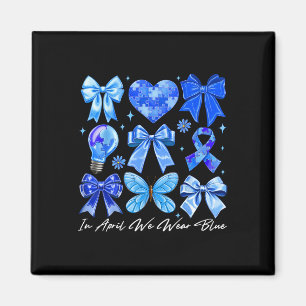 Aimant En Avril Nous Portons L'Autisme Bleu Coquette Bow