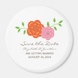 Aimant En fleur orange rose florale Enregistrer l'aimant