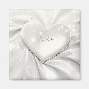 Aimant en forme de cœur à la crème blanche élégant