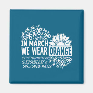 Aimant En mars, portez orange handicap développemental