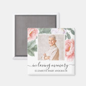 Aimant En mémoire d'amour Photo Pink Floral Memorial (Recto/Verso)