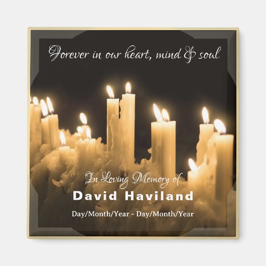 Aimant En mémoire de l'aimant des bougies avec texte - HA (Devant)
