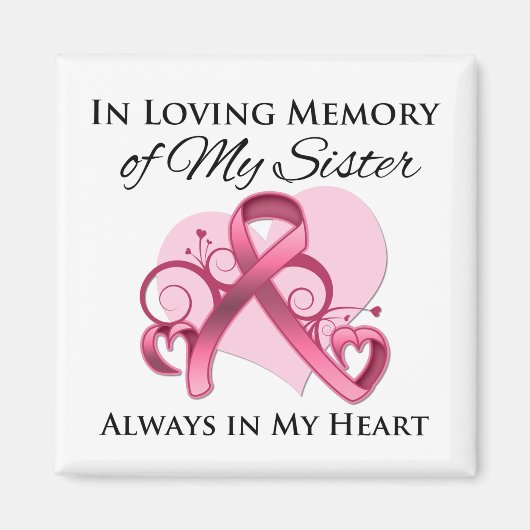 Aimant En mémoire de ma soeur - Cancer du sein (Devant)