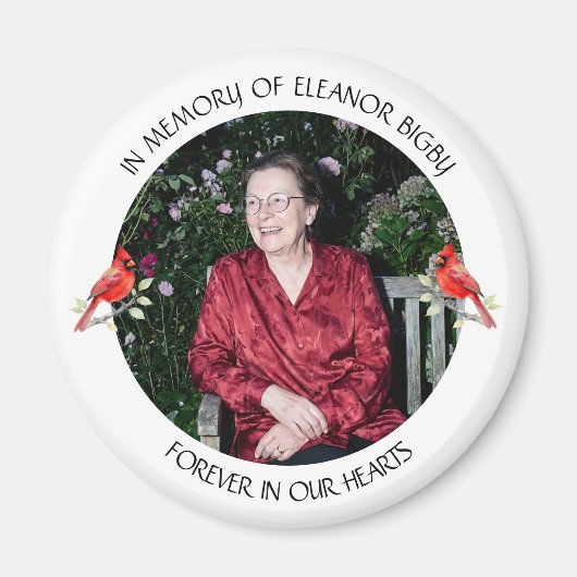 Aimant En mémoire de | Souvenir de cardinal (Devant)