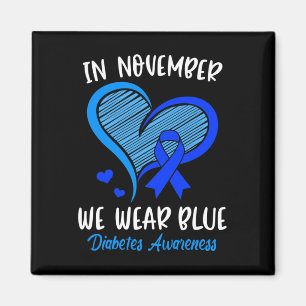 Aimant En novembre, nous portons Blue Cure Diabète Sensib