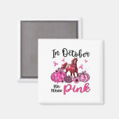 Aimant En Octobre Nous Portons Le Citrouille Cheval Rose (Recto/Verso)