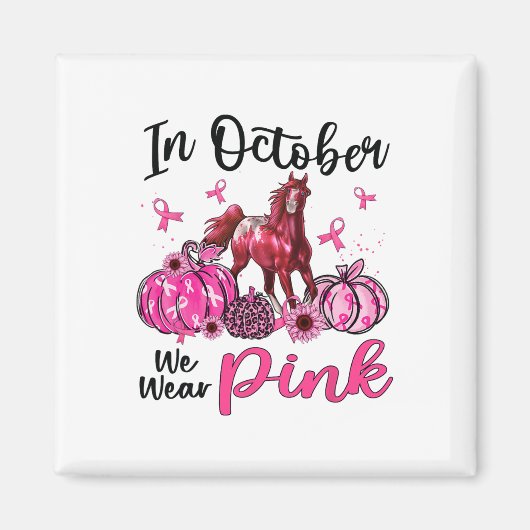 Aimant En Octobre Nous Portons Le Citrouille Cheval Rose (Devant)