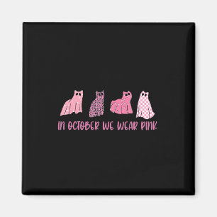 Aimant En Octobre Nous Portons Pink Ghost Chats Cancer Du