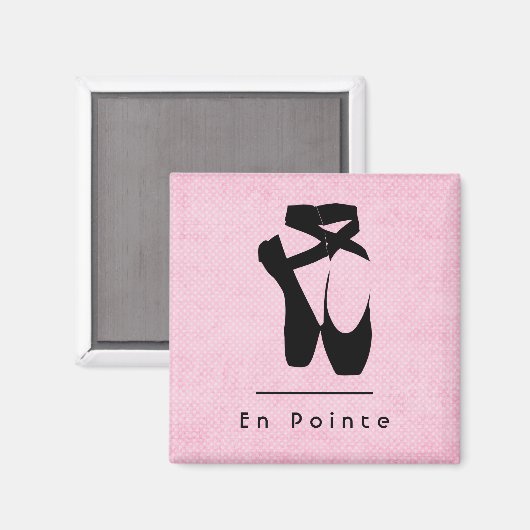 Aimant En Pointe Texte avec Chaussures en Ballet Noir En  (Recto/Verso)