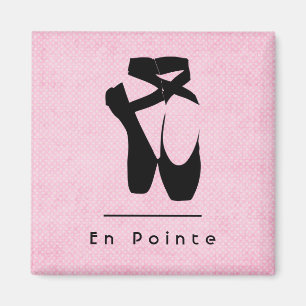 Aimant En Pointe Texte avec Chaussures en Ballet Noir En 
