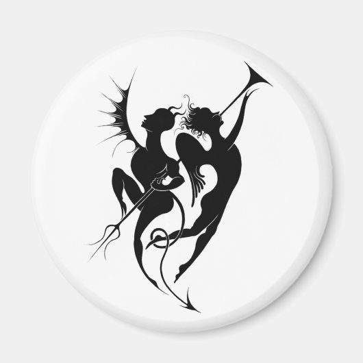 Aimant en silhouette d'ange et de diable (Devant)