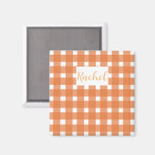 Aimant En vichy blanc orange personnalisé (Recto/Verso)