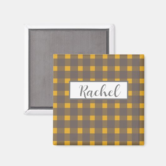 Aimant En vichy gris jaune rustique (Recto/Verso)