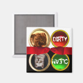 AIMANT ENAMEL MINIATURE PORTRAITS DE CHIEN DIRTY PROPRE (Recto/Verso)