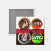 AIMANT ENAMEL MINIATURE PORTRAITS DE CHIEN DIRTY PROPRE (Recto/Verso)