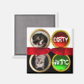 AIMANT ENAMEL MINIATURE PORTRAITS DE CHIEN DIRTY PROPRE (Recto/Verso)