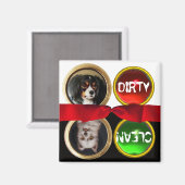 AIMANT ENAMEL MINIATURE PORTRAITS DE CHIEN DIRTY PROPRE (Recto/Verso)