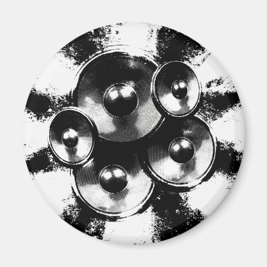 Aimant Enceintes musicales noir et blanc (Devant)