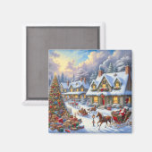 Aimant Enchanter la scène du village de Noël (Recto/Verso)