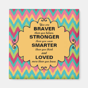 Aimant Encouragement Chevron Vert Turquoise Jaune Rose