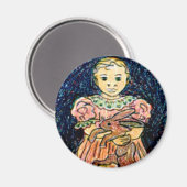 Aimant Enfant avec lapin (Recto/Verso)