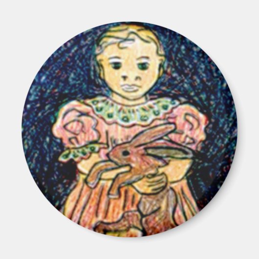 Aimant Enfant avec lapin (Devant)