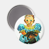 Aimant Enfant avec lapin (Recto/Verso)