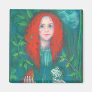 Aimant Enfant de la forêt, fille aux cheveux rouges, tein