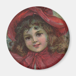 Aimant Enfant de Noël vintage avec une robe victorienne r
