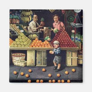 Aimant Enfant en bas âge et oranges