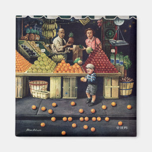 Aimant Enfant en bas âge et oranges