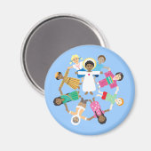 Aimant Enfant Jésus avec cercle d'enfants de toutes les n (Recto/Verso)