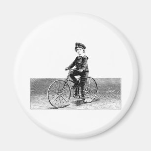 Aimant Enfant sur le vélo - illustration vintage de