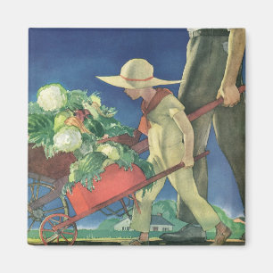 Aimant Enfant vintage, Jardin biologique; Jardin de la Vi