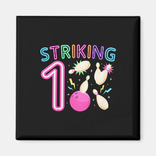 Aimant Enfants 1er Anniversaire Fête Bowling Fille 1 An B