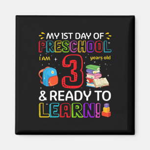 Aimant Enfants 1er Jour de maternelle J'ai 3 ans et lis
