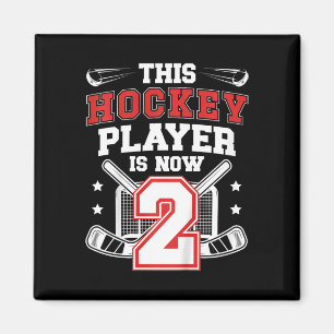 Aimant Enfants 2ème anniversaire de hockey sur glace Deux